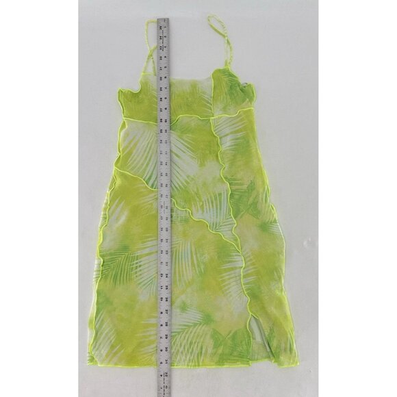 Bershka Mesh Palm Print Cami Mini‎ Dress Size M Summer Boho Festival - Picture 5 of 12